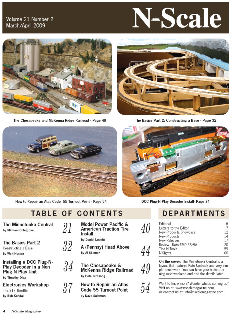 Inside Contents March April 2009 N Scale Magazine