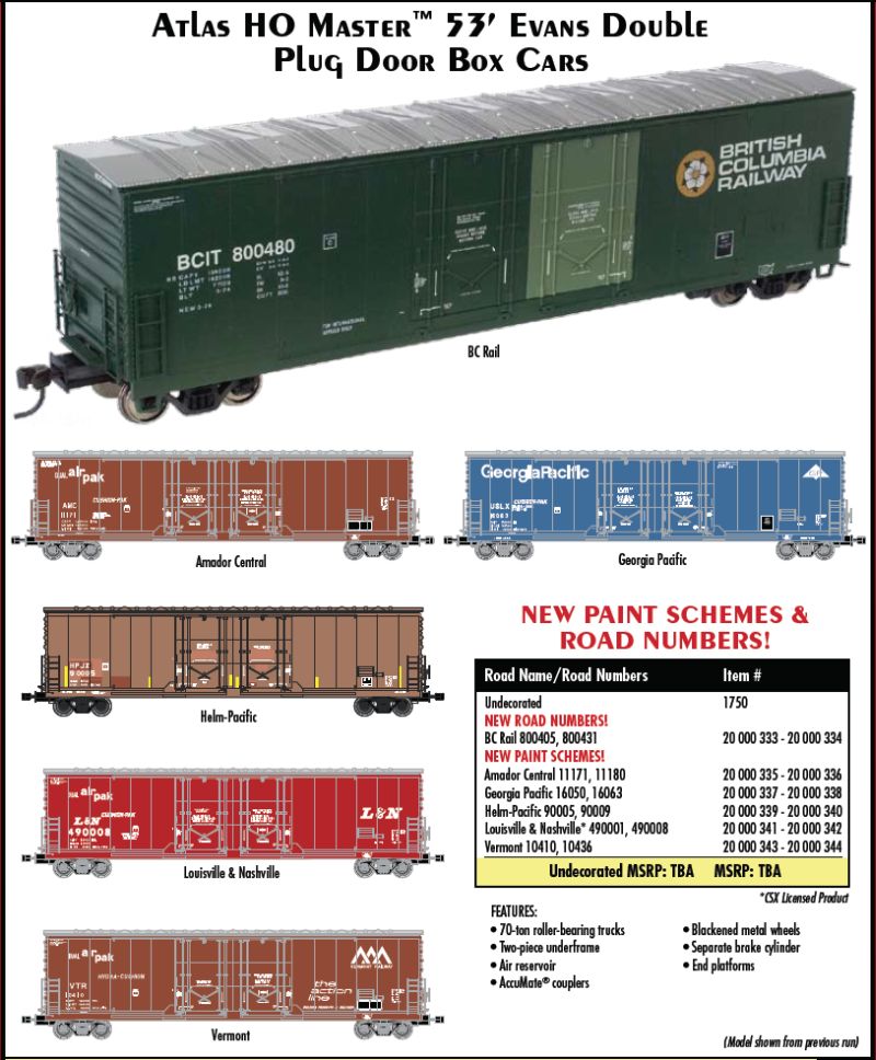 HO Scale Atlas 53 ft Evans Boxcar Flyer Summer 2008
