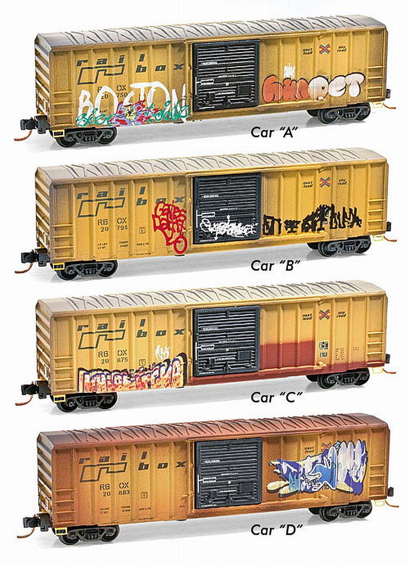 n scale weathered freight cars