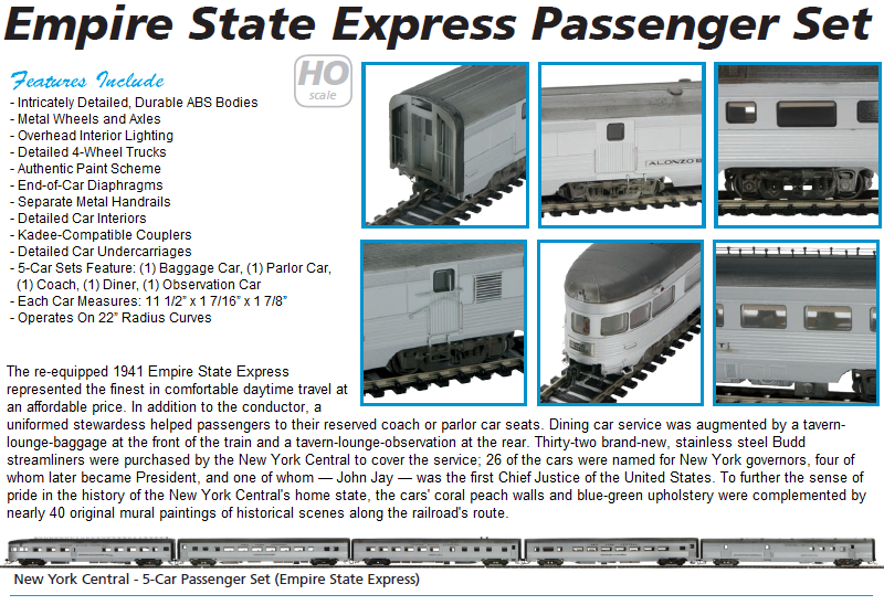 MTH Signature – 4-6-4 Empire State Express Steam Engine &amp; Passenger 